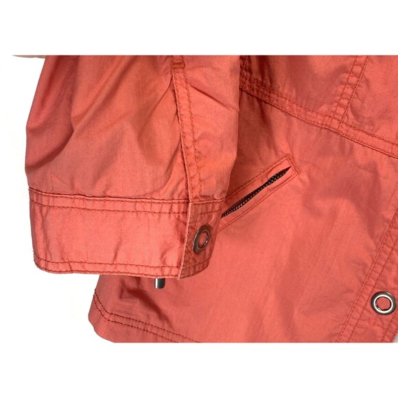 Chico's Womens Jacket Size 2 Weekends Orange Long Sleeve Snap Button Windbreaker - Picture 4 of 10